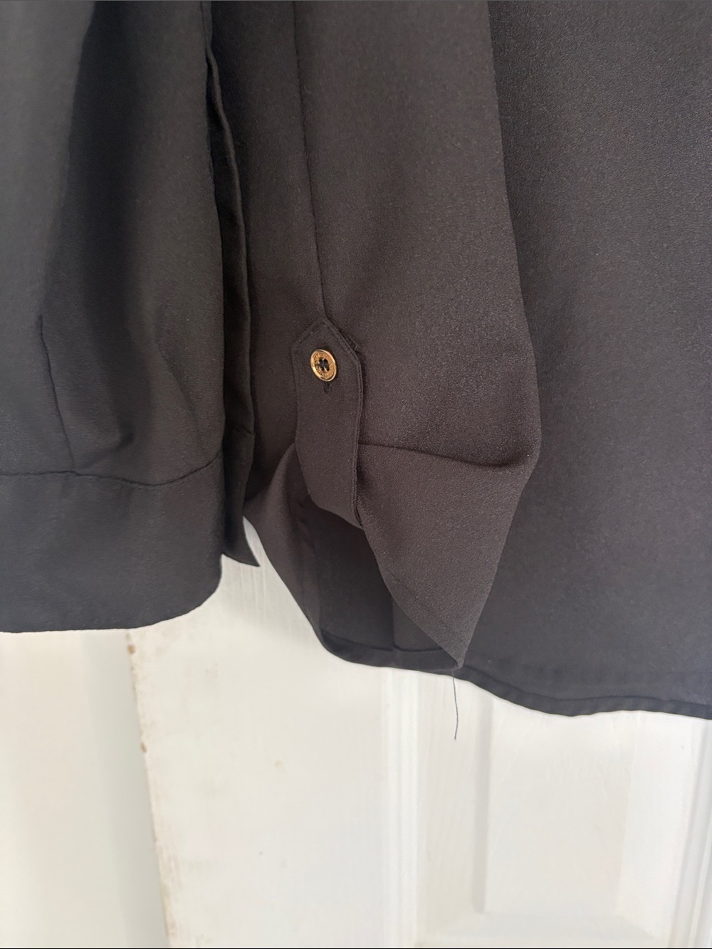 Calvin Klein Black Blouse with Gold Zipper Accents - Picture 4 of 4